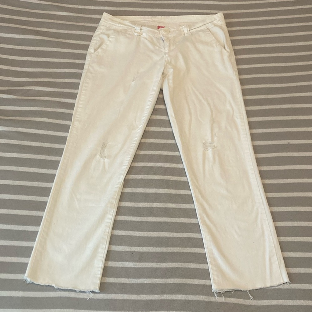 Almost Famous Distressed White Jeans